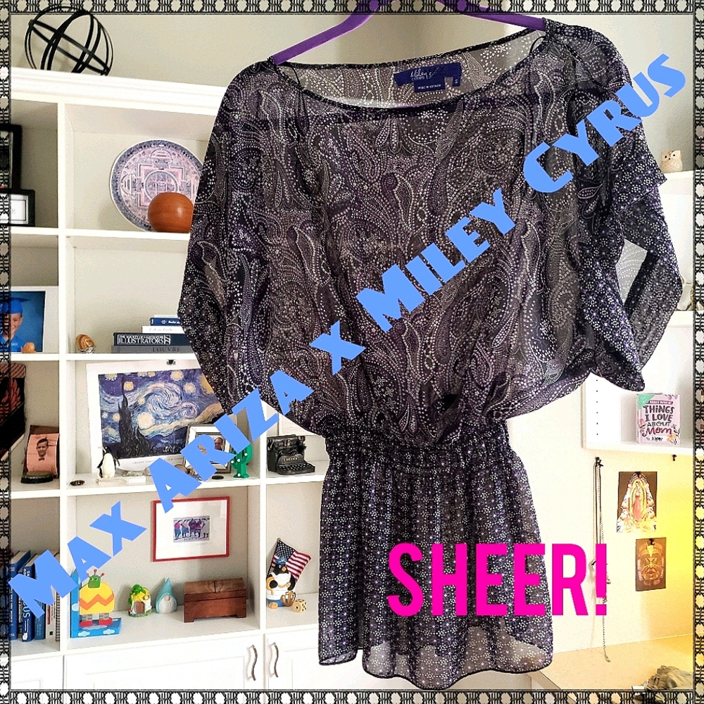 MILEY CYRUS MAX ARIZA Sheer Boho Feminine Blouse!